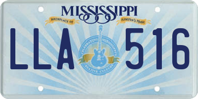 MS license plate LLA516