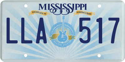 MS license plate LLA517