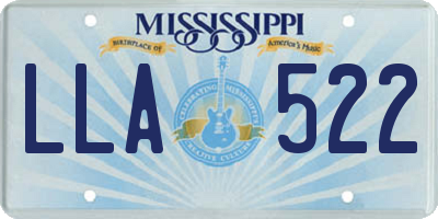 MS license plate LLA522