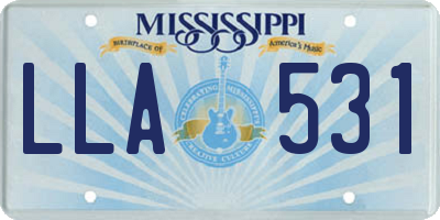 MS license plate LLA531