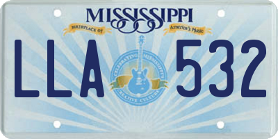 MS license plate LLA532