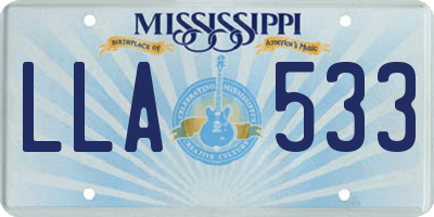 MS license plate LLA533