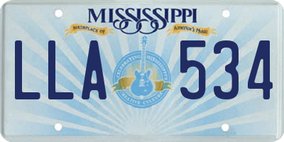 MS license plate LLA534