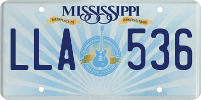 MS license plate LLA536
