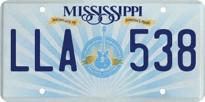 MS license plate LLA538