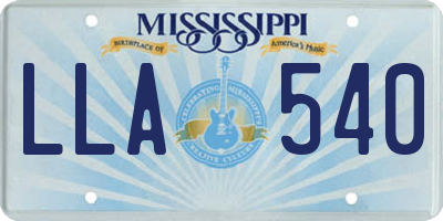 MS license plate LLA540
