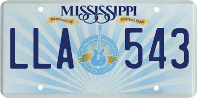 MS license plate LLA543