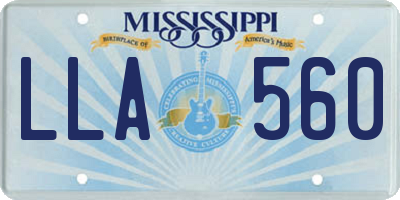 MS license plate LLA560