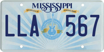 MS license plate LLA567