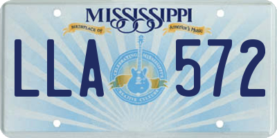 MS license plate LLA572