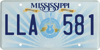 MS license plate LLA581