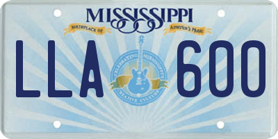 MS license plate LLA600