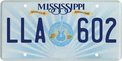 MS license plate LLA602