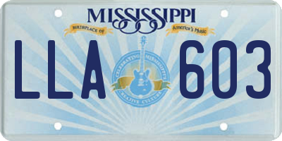 MS license plate LLA603