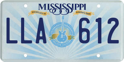MS license plate LLA612