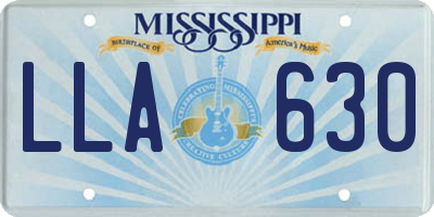 MS license plate LLA630