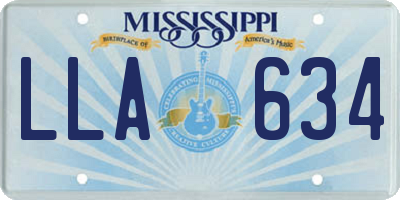 MS license plate LLA634