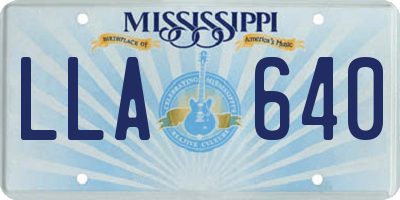 MS license plate LLA640