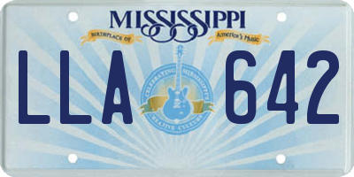 MS license plate LLA642
