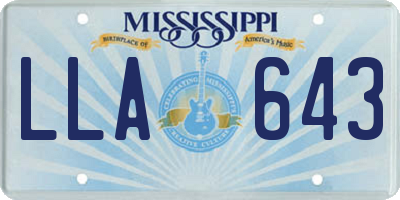 MS license plate LLA643