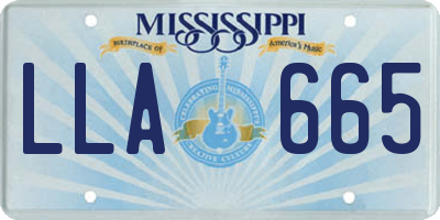 MS license plate LLA665