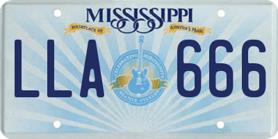 MS license plate LLA666