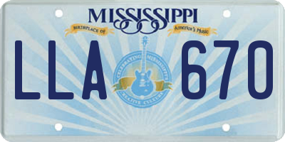 MS license plate LLA670