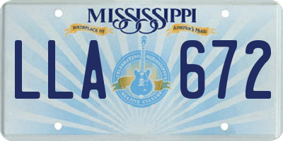 MS license plate LLA672
