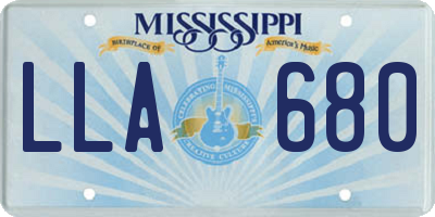 MS license plate LLA680