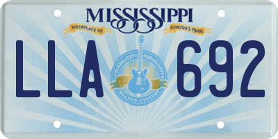 MS license plate LLA692