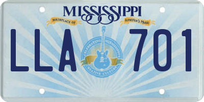 MS license plate LLA701