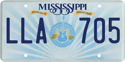 MS license plate LLA705