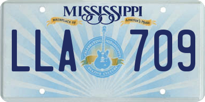 MS license plate LLA709