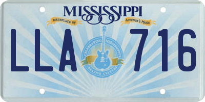 MS license plate LLA716
