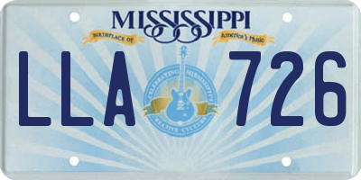 MS license plate LLA726