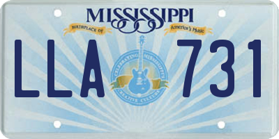 MS license plate LLA731