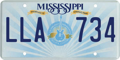 MS license plate LLA734