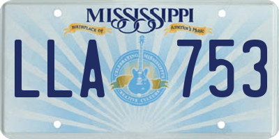 MS license plate LLA753