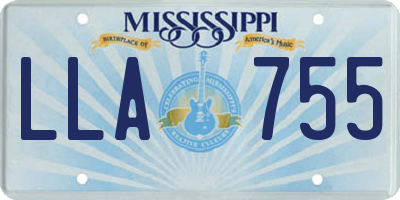 MS license plate LLA755