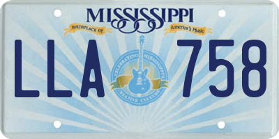 MS license plate LLA758