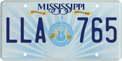 MS license plate LLA765