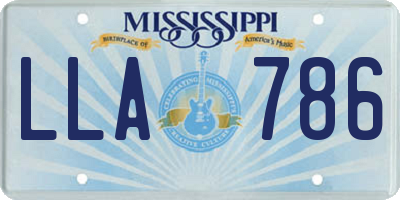 MS license plate LLA786