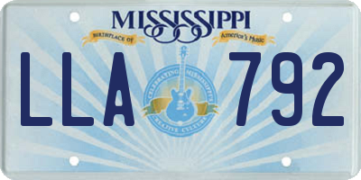 MS license plate LLA792