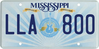 MS license plate LLA800