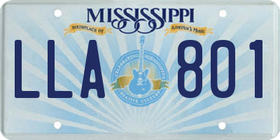 MS license plate LLA801
