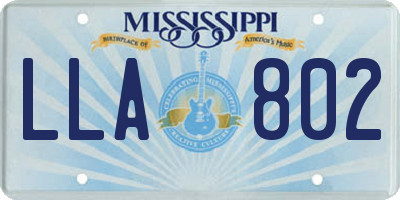 MS license plate LLA802