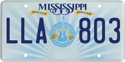 MS license plate LLA803