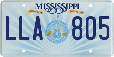 MS license plate LLA805