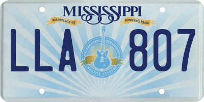 MS license plate LLA807