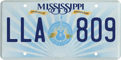 MS license plate LLA809